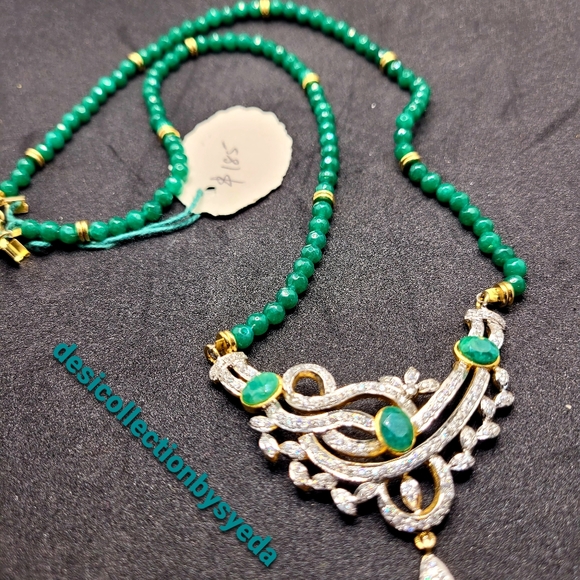 Zircone Pendant Necklace With Sapphier And Emerald - Picture 2 of 7